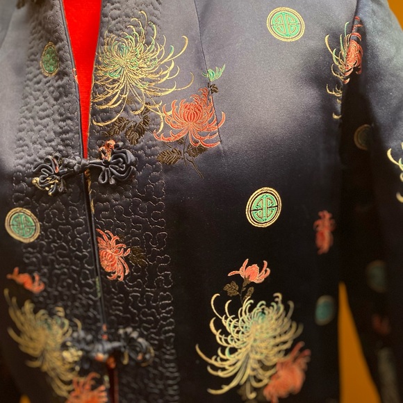 Vintage silk reversible smoking jacket - Picture 3 of 6